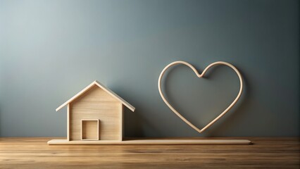 Minimalist House  with Heart Symbol, Representing Home and Family Concept in Simple Line Art Style for Stock Photography Use and Creative Projects