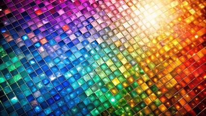 Fototapeta premium Minimalist Texture Background of Shimmering Rainbow Squares and Rectangles for Dynamic Visual Display in Contemporary Design and Art