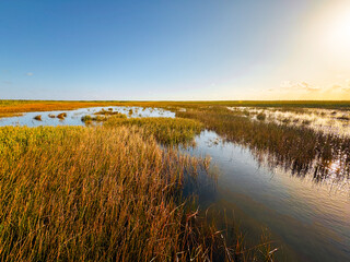 The sun begins to set at the end of a beautiful day in Florida’s Everglades National Park