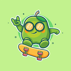 cool guava fruit character mascot playing skateboard isolated cartoon