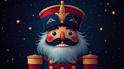 A minimalist outline of a nutcracker soldier in simple, clean lines.