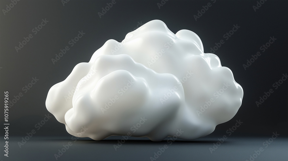 Poster white abstract metaball floating over dark gray background