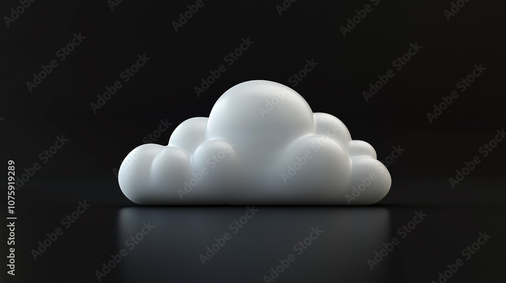 Poster white cloud computing icon floating on black background