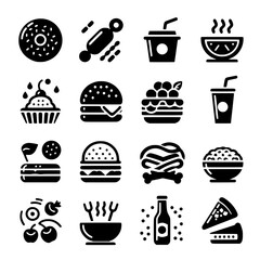 Dessert icons vector illustration isolated sweets and drinks collection for cafe menus, culinary blogs, and food applications
