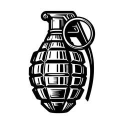 Grenade vector illustration isolated military explosive device in vintage style for weaponry and tactical gear themes
