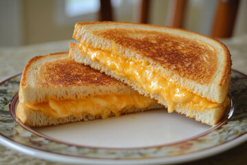 Perfectly Grilled Cheese Sandwich on a Ceramic Plate