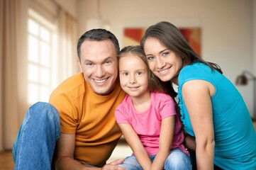 Smile young family have fun together.