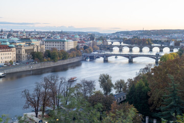 Fototapeta premium Bridges over Vltava River in Prague, Czech Republic