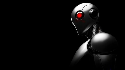 Futuristic robot with a sleek design in shadows.
