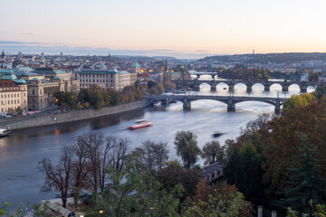Fototapeta premium Bridges over Vltava River in Prague, Czech Republic