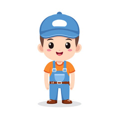 Plumber Cute Worker Work Job Profession Professional Occupation Cartoon Character
