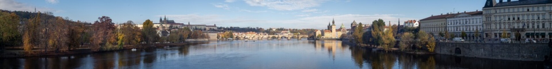 Prague, Czech Republic.  Panoramic view from Střelecký island.