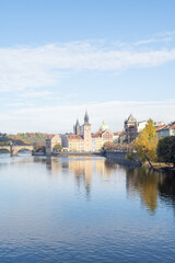 Prague, Czech Republic.  View from Střelecký island.