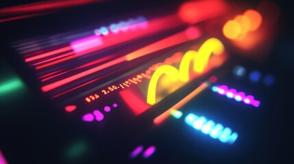 Fototapeta premium Neon Lights on Audio Console