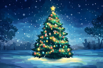 christmas tree in the night