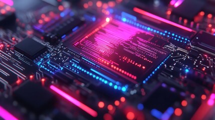 Fototapeta premium Close-up of a futuristic circuit board design.