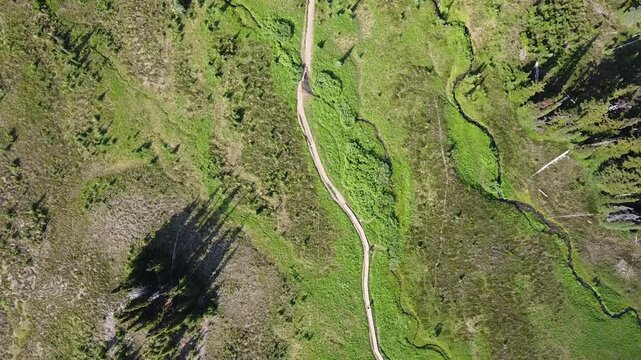 Drone Hiking Path Trail Outdoors Meadow