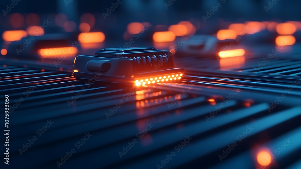 Aufkleber a close-up view of a circuit board with glowing components, showcasing intricate details and a futur