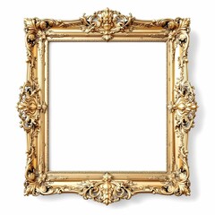 vintage gold frame isolated on white background