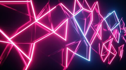 Pink and Blue Neon Lights on Abstract Geometric Shapes