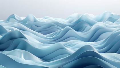 Obraz premium Beautiful flowing waves in soft blue tones creating a serene and calming abstract landscape.