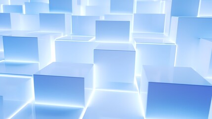 digital technology blue and white luminous 3d square poster background