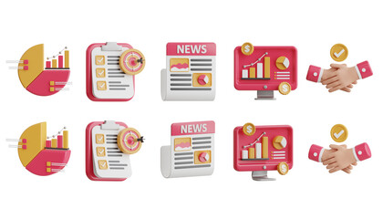 Business and Analytics Icons for Reports and Partnerships. 3D Icon High Quality Render