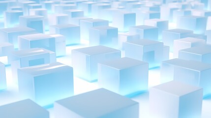 Fototapeta premium digital technology blue and white luminous 3d square poster background