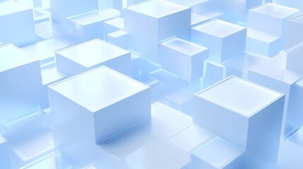 digital technology blue and white luminous 3d square poster background