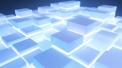 digital technology blue and white luminous 3d square poster background
