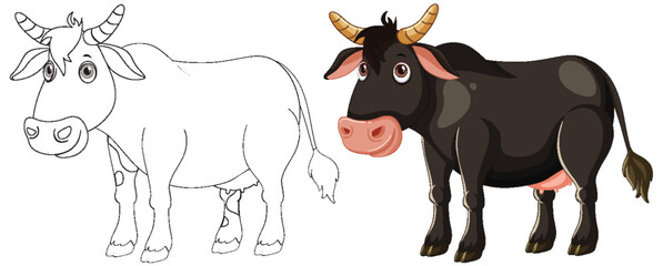 Cow Illustration with Outline