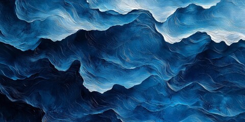 Obraz premium Blue Wavy Surface, Generative AI