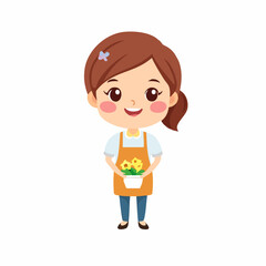 Fototapeta premium Florist Cute Worker Work Job Profession Professional Occupation Cartoon Character 