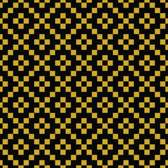 Seamless black and gold vintage pixel textile ethnic pattern vector