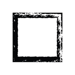 Distressed black square with grunge texture, Vector illustration of a black square featuring a rough, distressed grunge texture, giving it a worn and vintage look.
