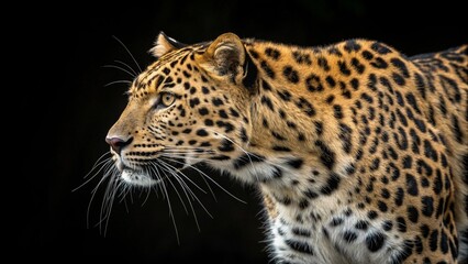 magnificent black-and-black portrait of an amur and a leopard.