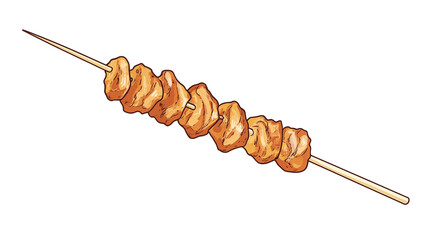 Cartoon barbecue meat skewers illustration
