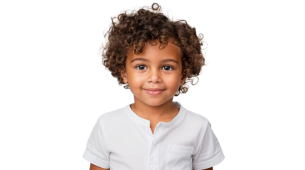 Portrait of a smiling African American boy, isolated on transparent background