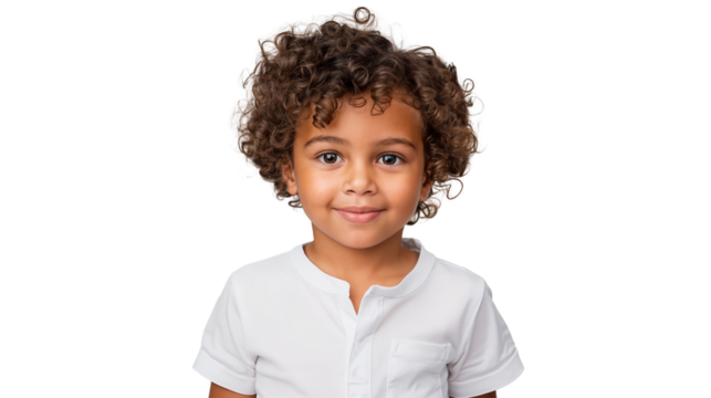 Portrait of a smiling African American boy, isolated on transparent background
