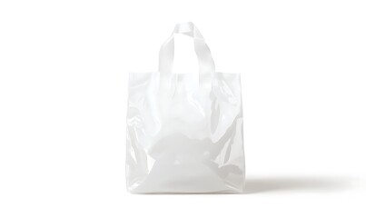 Fototapeta premium White full loop handle plastic bag mockup