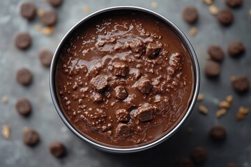 Chocolate Dessert in a Metal Bowl