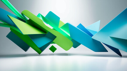 Colorful 3D geometric shapes on white background, Modern 3D shapes on white background, Abstract colorful 3D cubes on white background