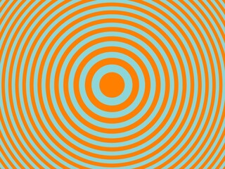 Seamless concentric circles pattern in orange and light blue, retro style background.