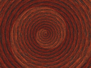Fototapeta premium Seamless concentric circles pattern in dark red and brown wood grain texture.