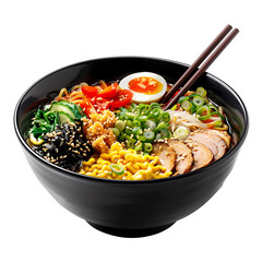 Ramen with Toppings Isolated on Transparent Background