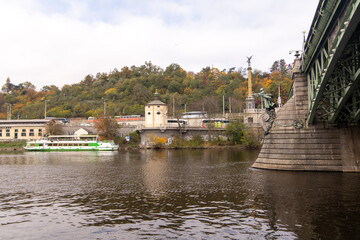 Czech Bridge and Vltava River  in Prague Czech Republic