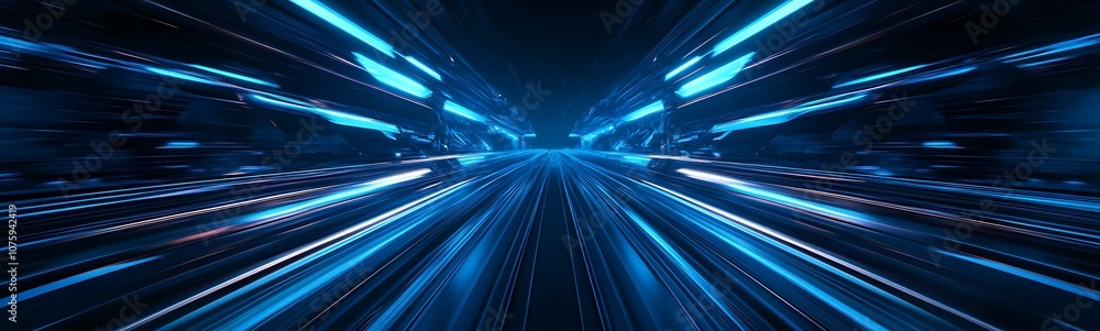 Poster A dynamic blue tunnel of light, conveying a sense of speed and motion with luminous lines stretching into the distance.