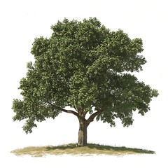 Fototapeta premium Tree Quercus robur white background