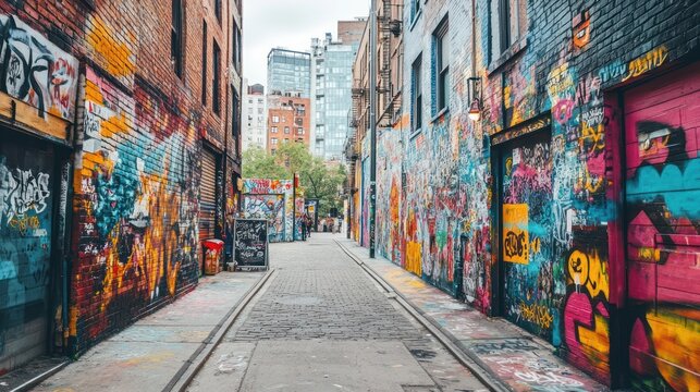Colorful Graffiti Alleyway in New York City
