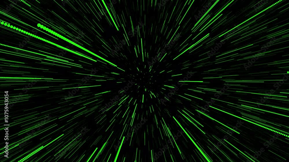 Poster particle lighting neon lines zoom looping background, bright rays of neon light and colorful neon li